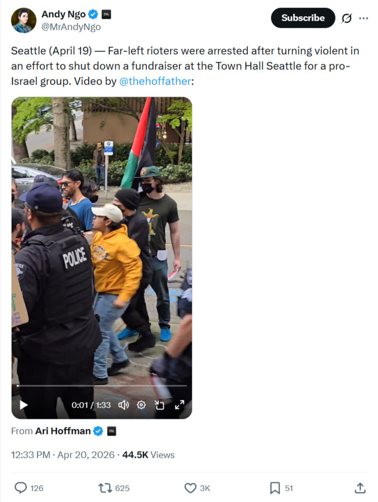 Andy Ngo: Seattle (April 19)…