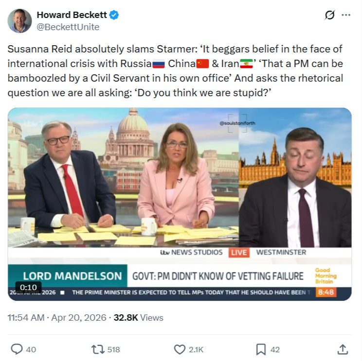 Howard Beckett: Susanna Reid absolutely slams Starmer…