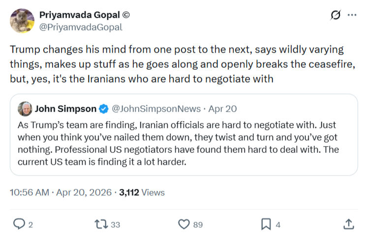 Priyamvada Gopal: Trump changes his mind from one post…