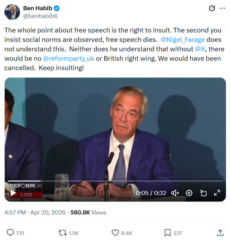 Ben Habib: The whole point about free speech…