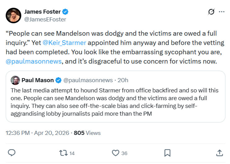 James Foster: People can see Mandelson was dodgy…