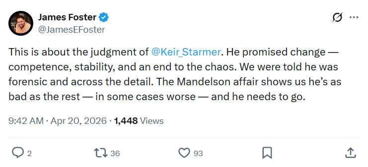 James Foster: This is about the judgment of  @Keir_Starmer…