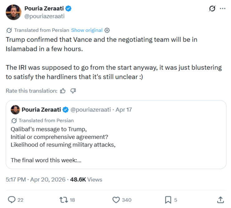 Pouria Zeraati: Trump confirmed that Vance…