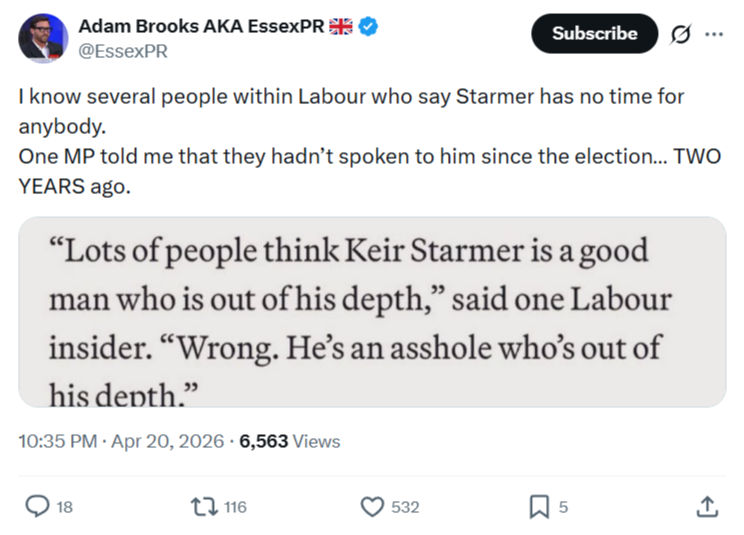 Adam Brooks: I know several people within Labour…