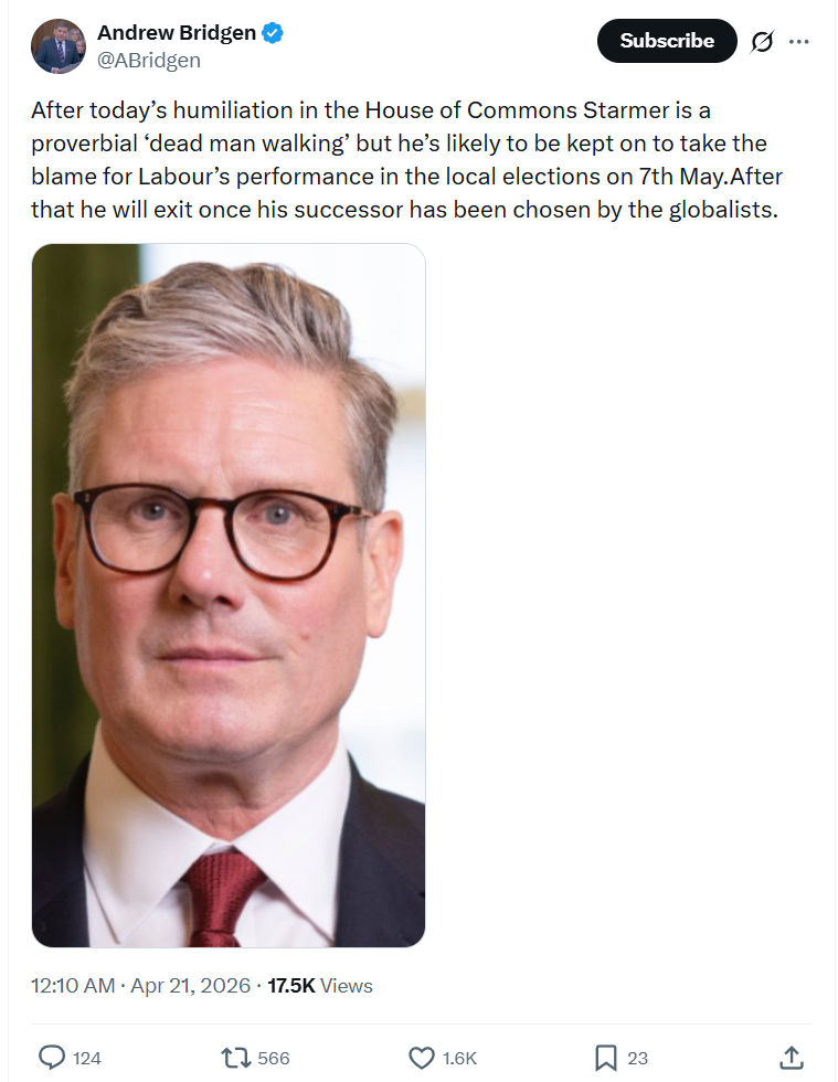 Andrew Bridgen: After today’s humiliation in the House of Commons Starmer…