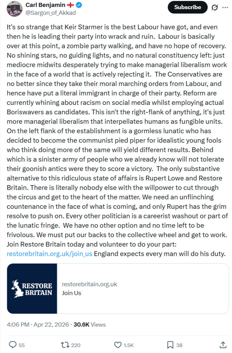 Carl Benjamin: It's so strange that Keir Starmer…