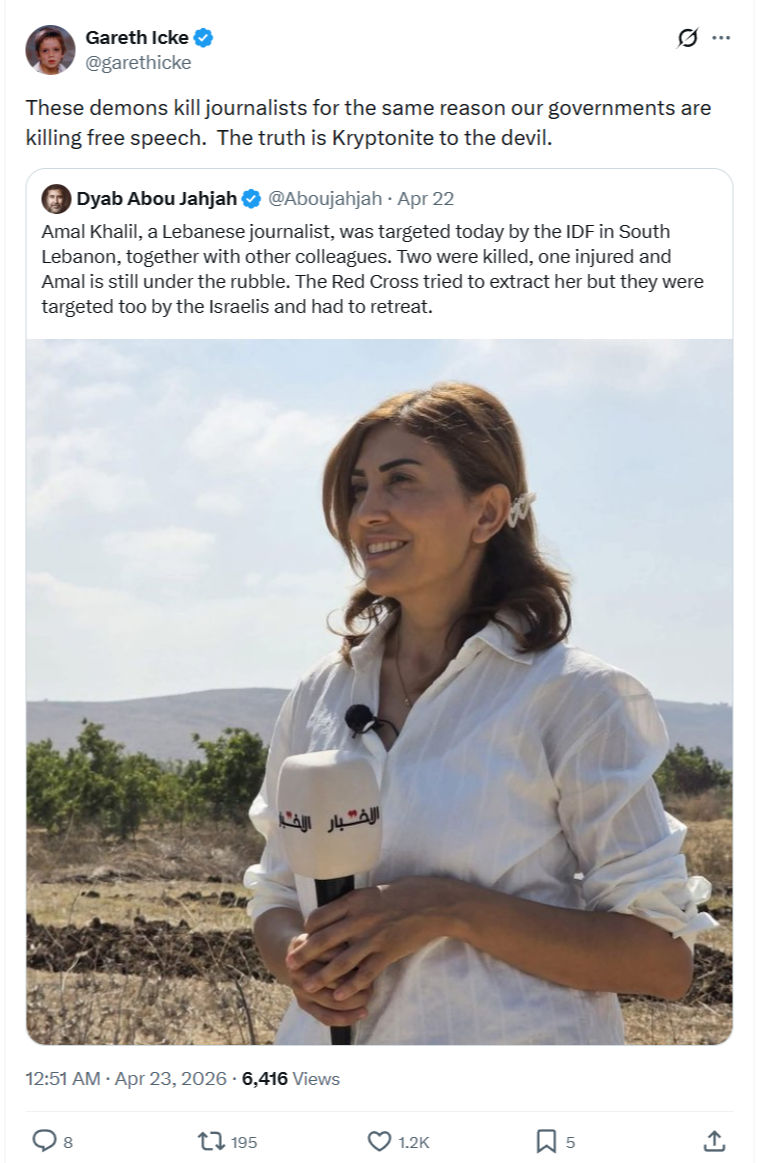 Gareth Icke: These demons kill journalists for the...