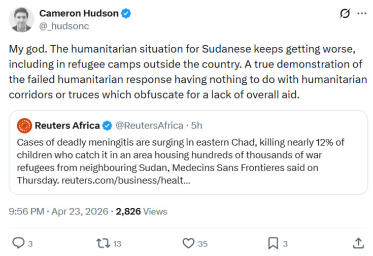 Cameron Hudson: My god. The humanitarian situation...
