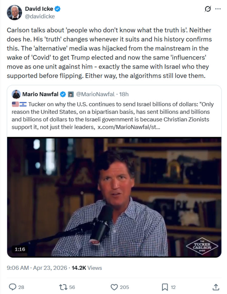 David Icke: Carlson talks about 'people who...