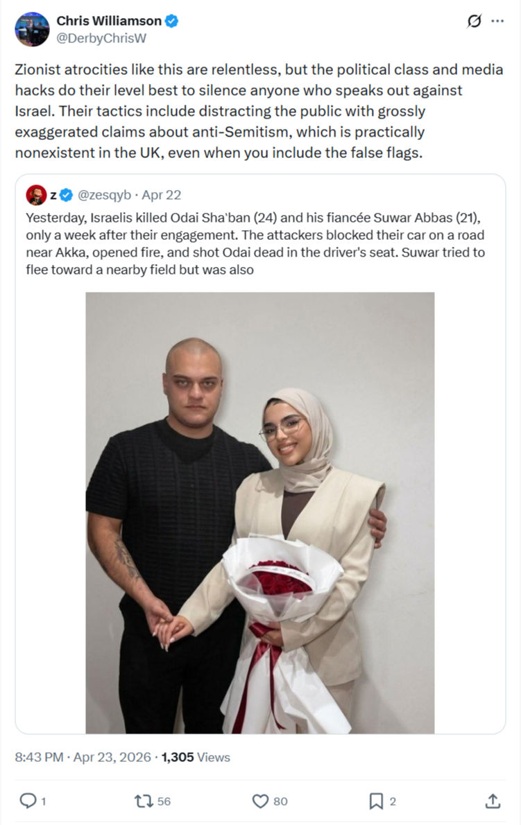 Chris Williamson: Zionist atrocities like this are...