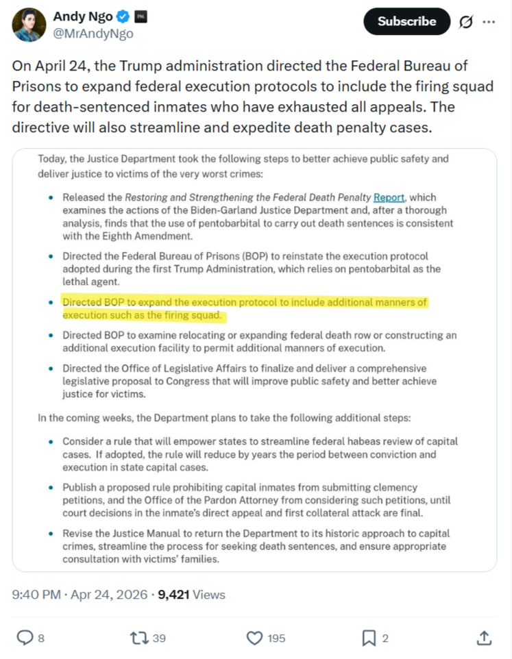 Andy Ngo: On April 24, the Trump administration directed the Federal Bureau…