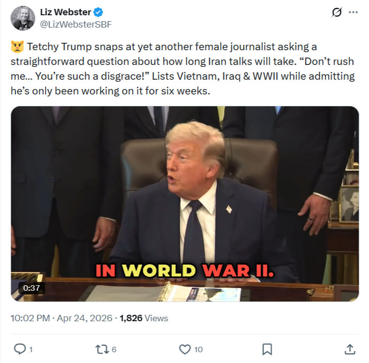 Liz Webster: Tetchy Trump snaps at yet another female journalist…