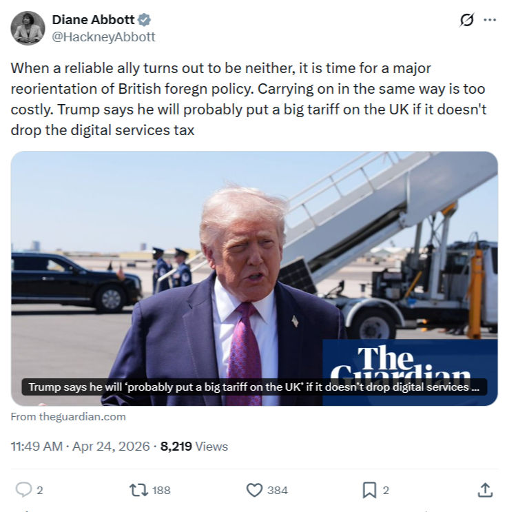 Diane Abbott: When a reliable ally turns out to be neither…