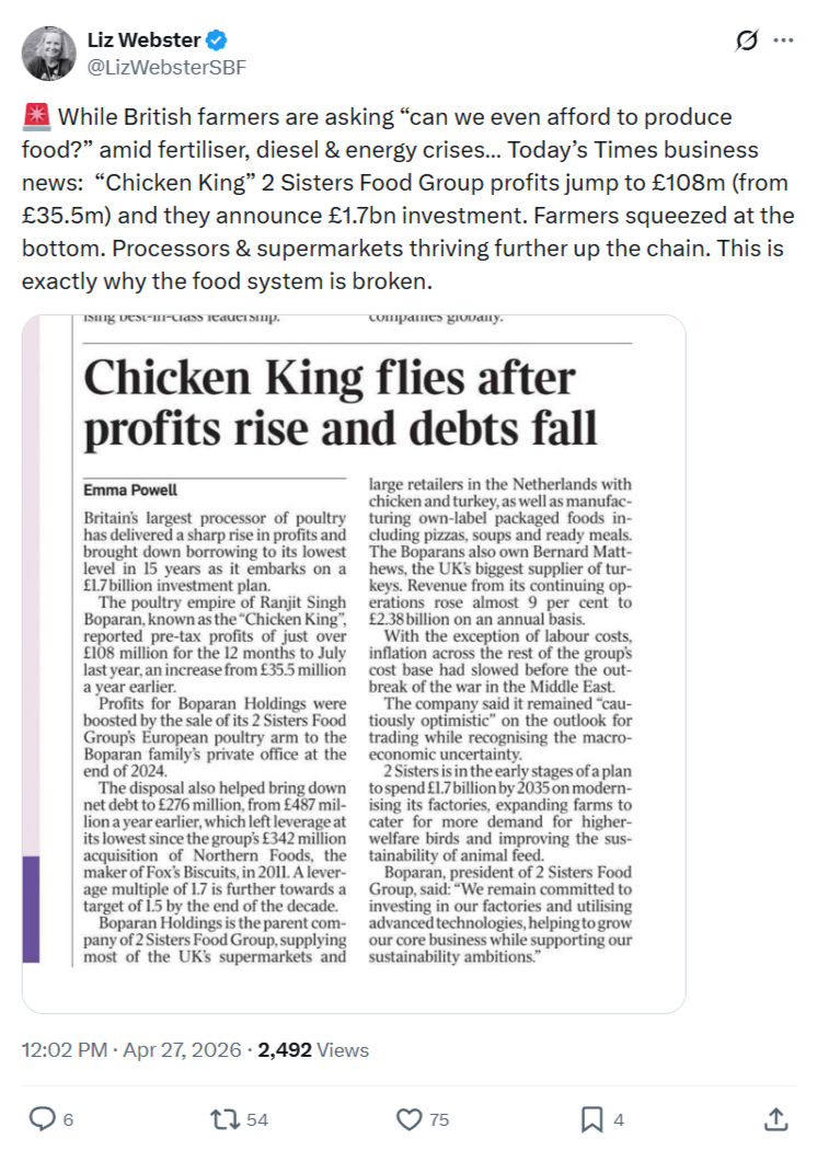 Liz Webster: While British farmers are asking…