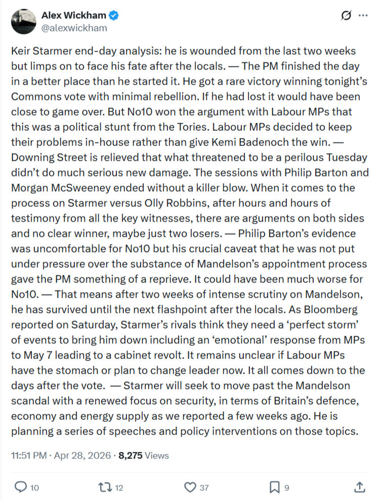 Alex Wickham: Keir Starmer end-day analysis…