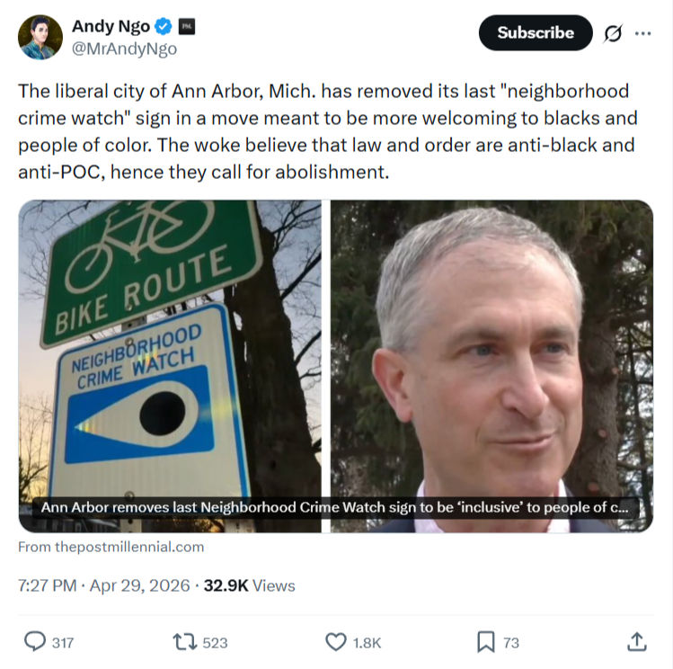 Andy Ngo: The liberal city of Ann Arbor…