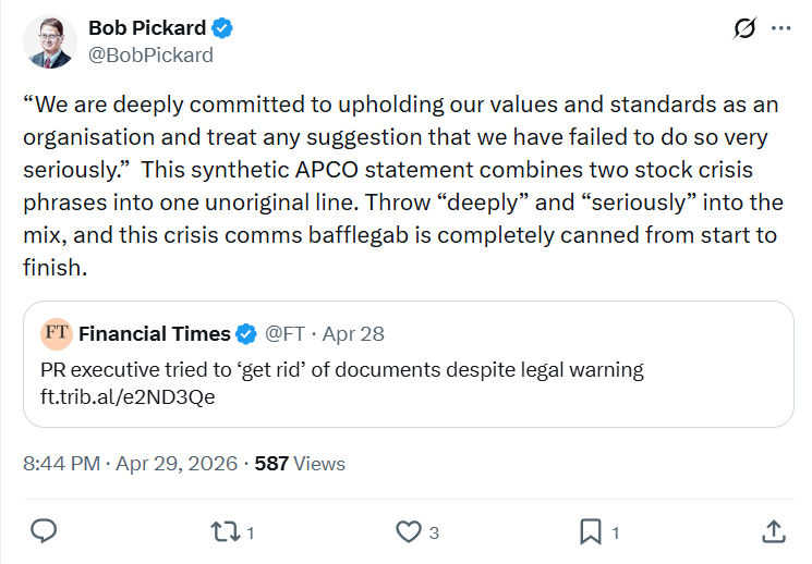 Bob Pickard: We are deeply committed to upholding…