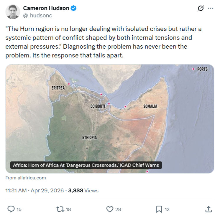 Cameron Hudson: The Horn region is no longer…