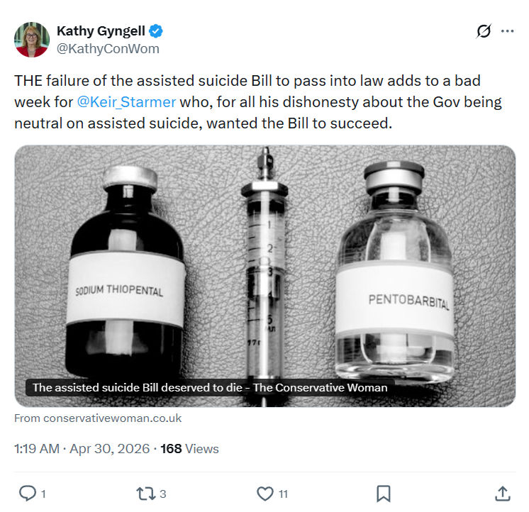 Kathy Gyngell: THE failure of the assisted suicide Bill…