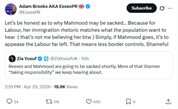 Adam Brooks: Let’s be honest as to why Mahmood…