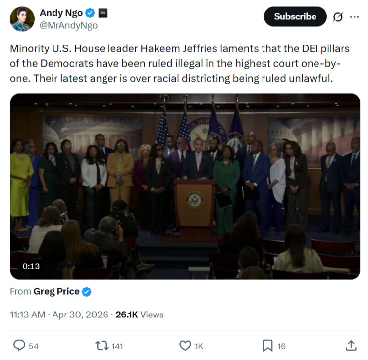 Andy Ngo: Minority U.S. House leader Hakeem Jeffries...