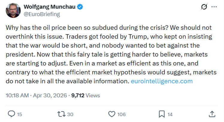 Wolfgang Munchau: Why has the oil price been so...
