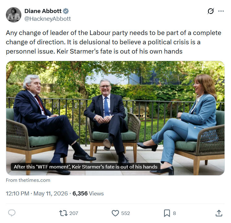 Diane Abbott: Any change of leader of the Labour party...