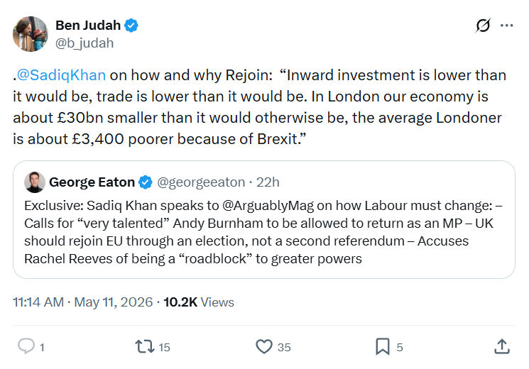 Ben Judah: @SadiqKhan  on how and why Rejoin…