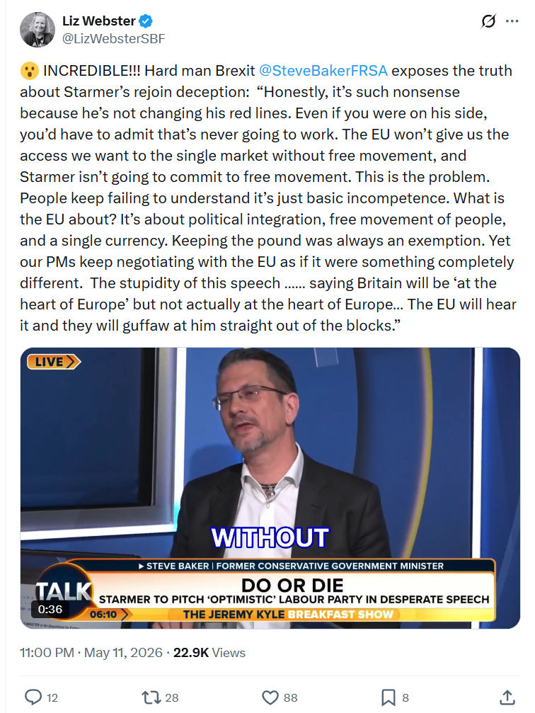Liz Webster: INCREDIBLE!!! Hard man Brexit  @SteveBakerFRSA  exposes…