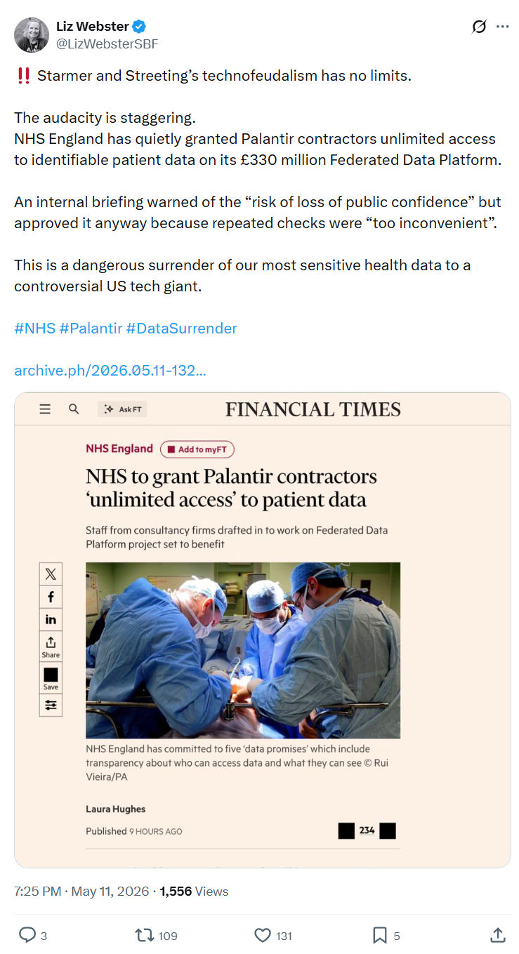 Liz Webster: Starmer and Streeting’s technofeudalism has no limits…