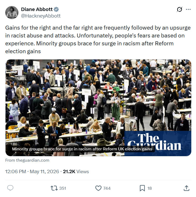 Diane Abbott: Gains for the right and the far right...