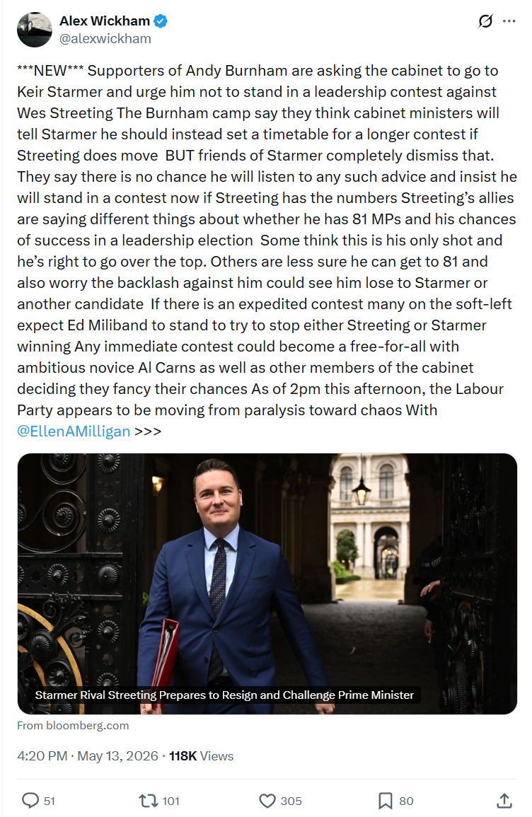 Alex Wickham: ***NEW*** Supporters of Andy Burnham…
