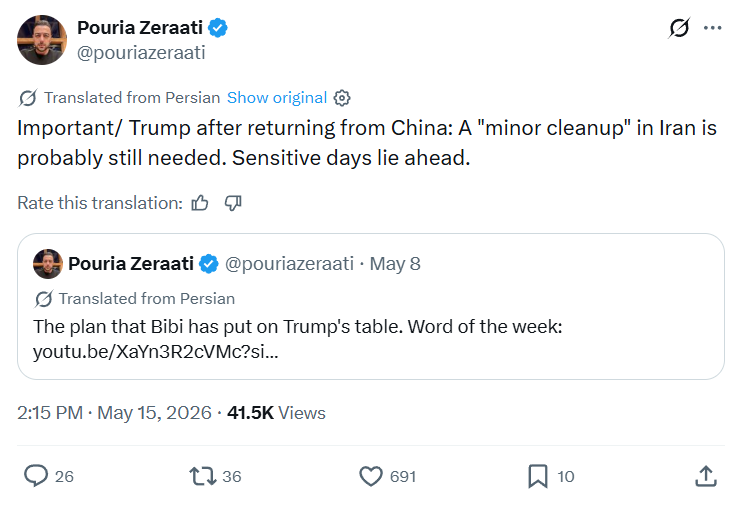Pouria Zeraati: Important/ Trump after returning from China…