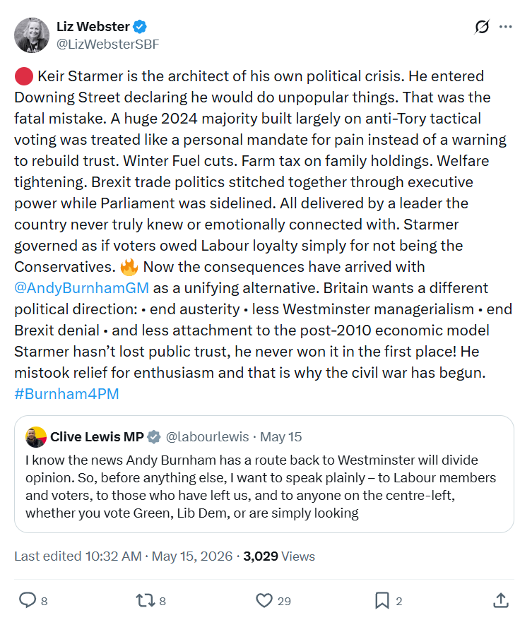 Liz Webster: Keir Starmer is the architect of his own political crisis…