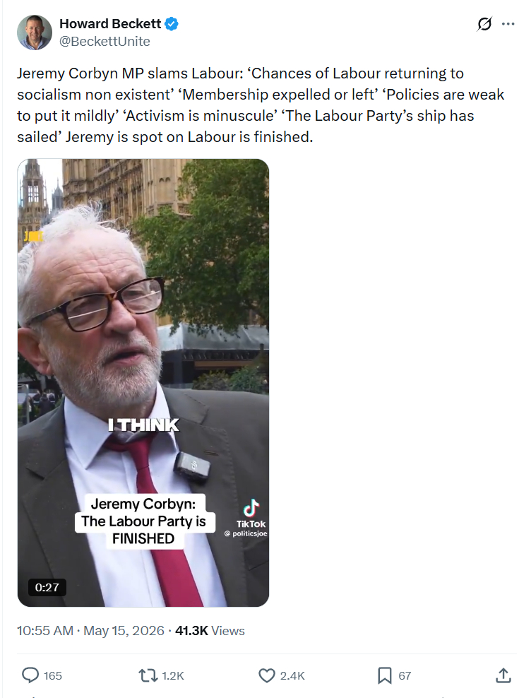 Howard Beckett: Jeremy Corbyn MP slams Labour…