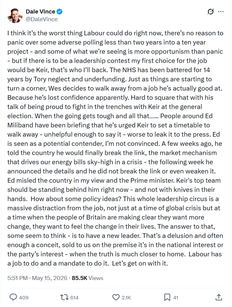 Dale Vince: I think it’s the worst thing Labour…