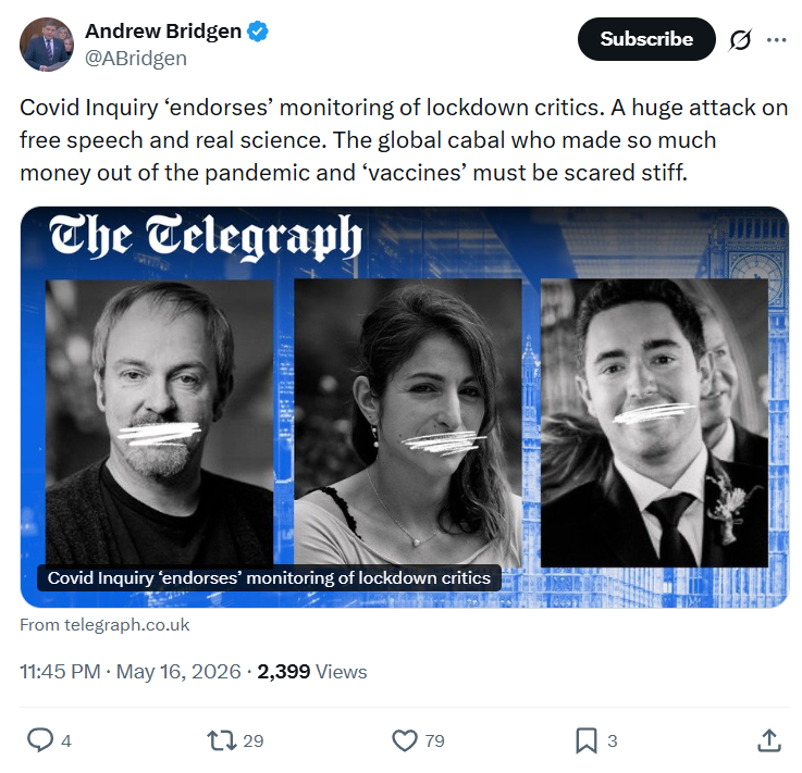 Andrew Bridgen: Covid Inquiry ‘endorses’ monitoring…