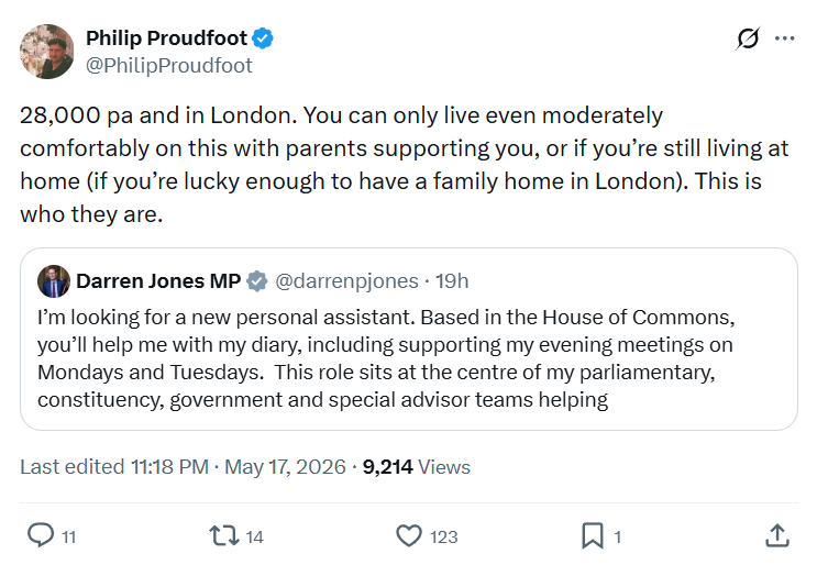 Philip Proudfoot: 28,000 pa and in London…
