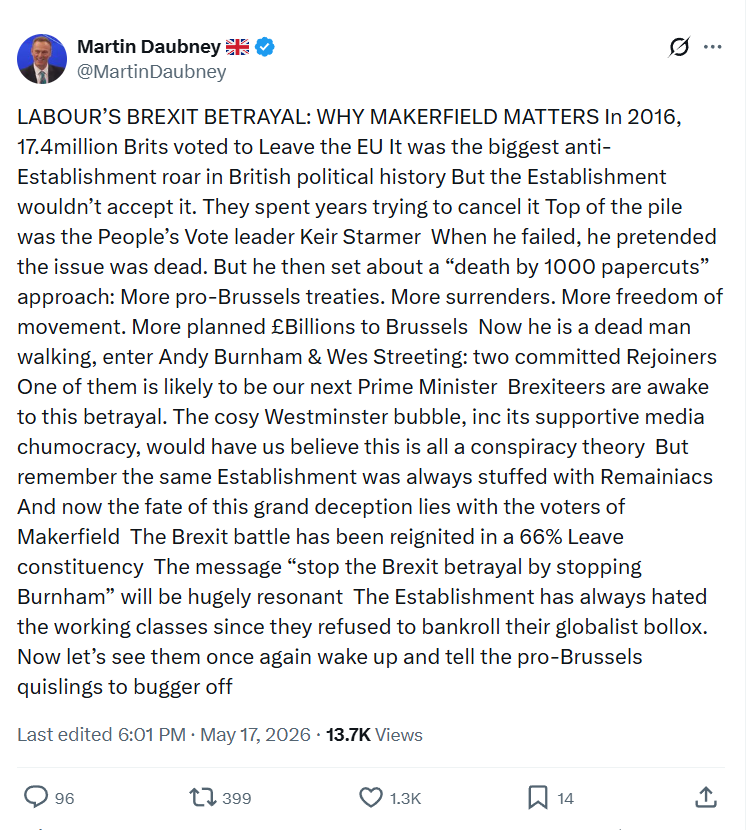 Martin Daubney: LABOUR’S BREXIT BETRAYAL…
