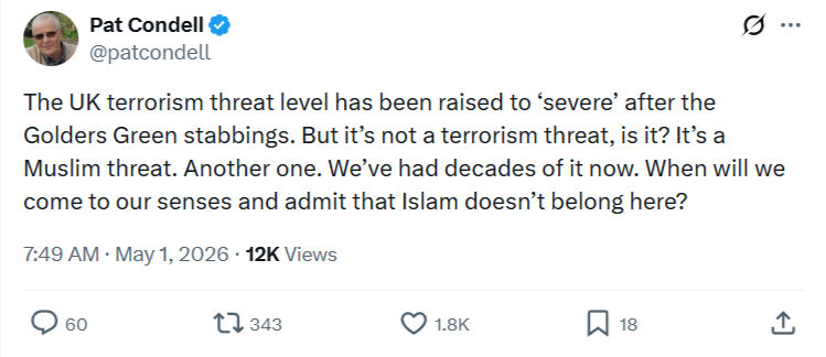 Pat Condell: The UK terrorism threat level has been raised…