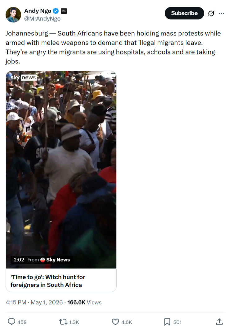 Andy Ngo: Johannesburg — South Africans…