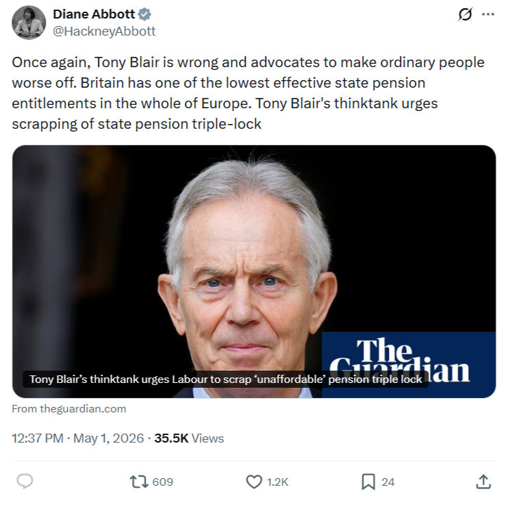 Diane Abbott: Once again, Tony Blair is wrong…