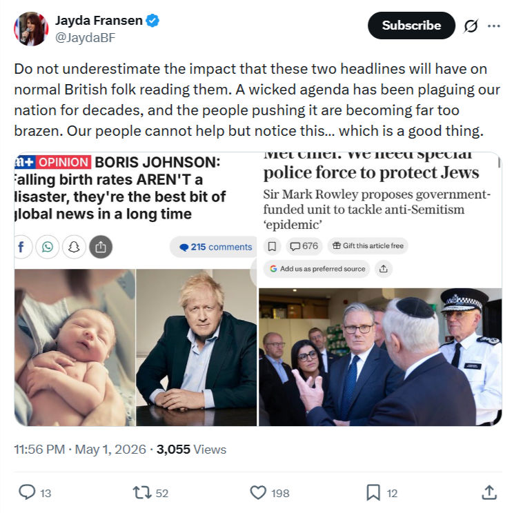 Jayda Fransen: Do not underestimate the impact…