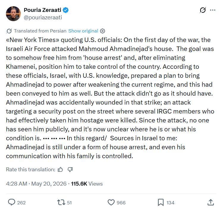 Pouria Zeraati: «New York Times» quoting U.S. officials…