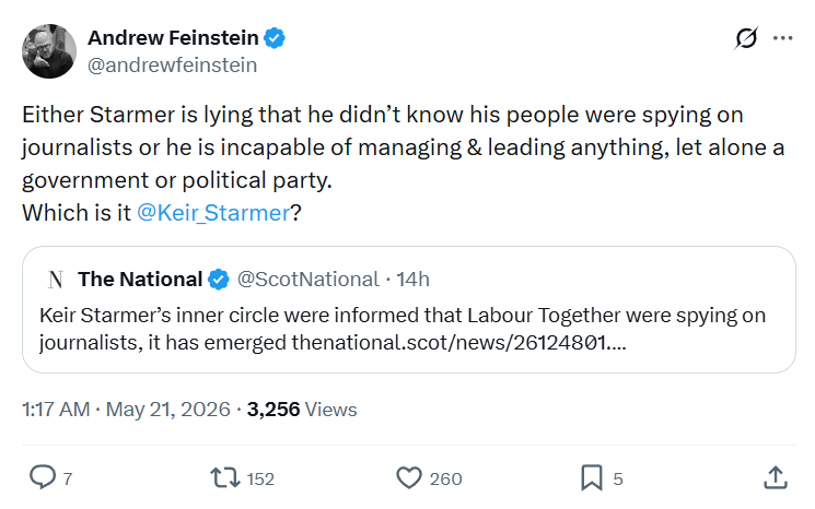 Andrew Feinstein: Either Starmer is lying…