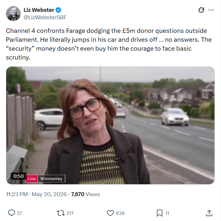 Liz Webster: Channel 4 confronts Farage…