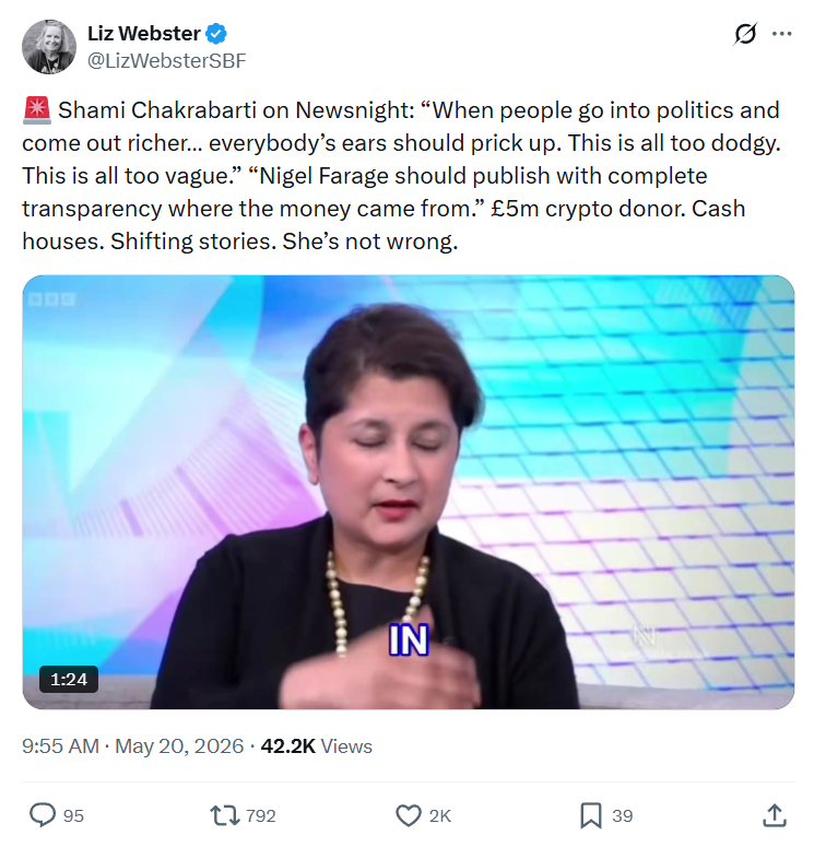 Liz Webster: Shami Chakrabarti on Newsnight…