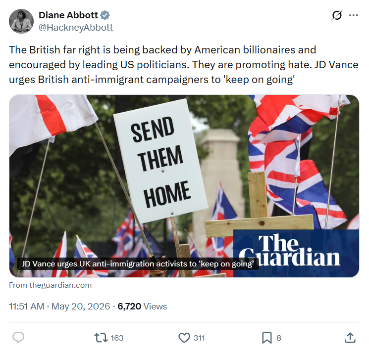 Diane Abbott: The British far right is being backed…
