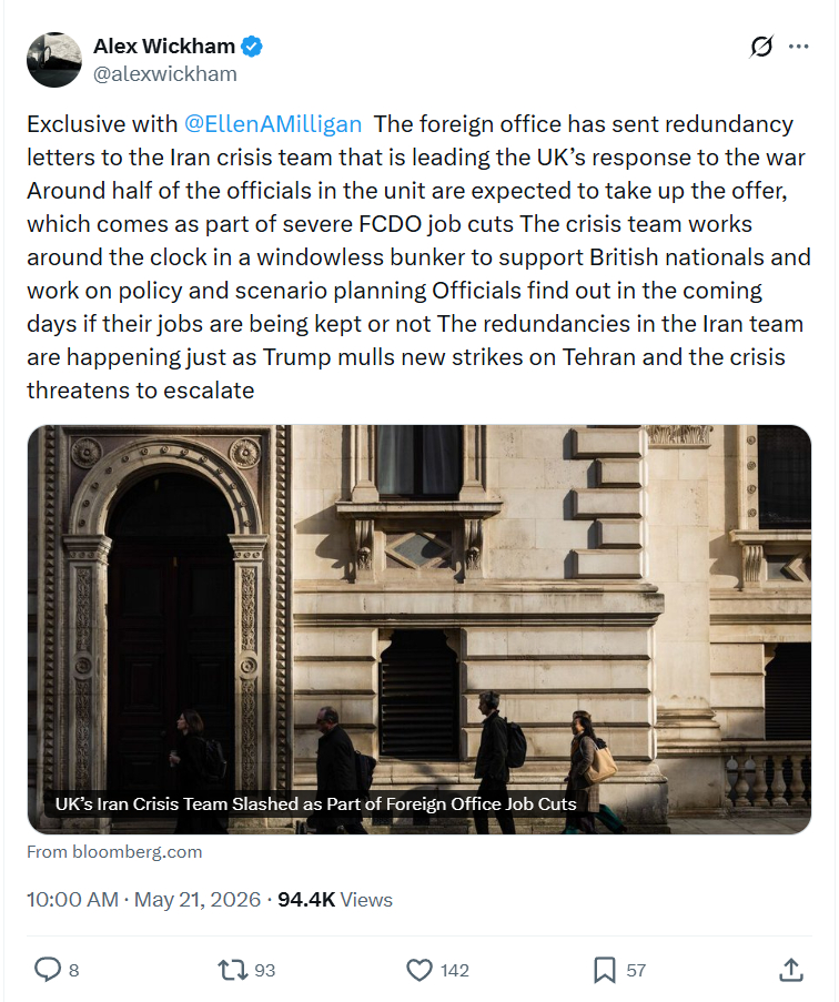 Alex Wickham: The foreign office has sent...