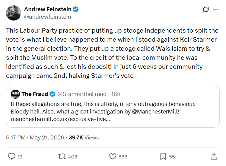 Andrew Feinstein: This Labour Party practice of...